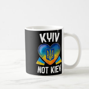 Kyiv Not Kiev _ Ukrainian Flag Heart Support Ukrai Coffee Mug