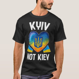 Kyiv Not Kiev _ Ukrainian Flag Heart Support Ukrai T-Shirt