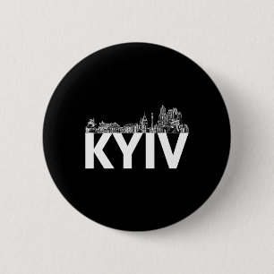 Kyiv Ukraine Europe City Skyline Silhouette Outlin 6 Cm Round Badge
