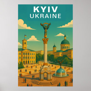 Kyiv Ukraine Grand Central Square Travel Poster