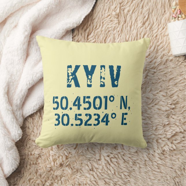 Kyiv Ukraine Latitude & Longitude Distressed  Cushion (Blanket)