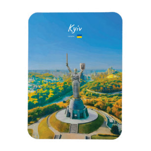 Kyiv, Ukraine - Mother Ukraine Monument Rounded Magnet