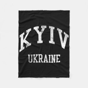 Kyiv Ukraine Retro 70s College Sports Style Fleece Blanket