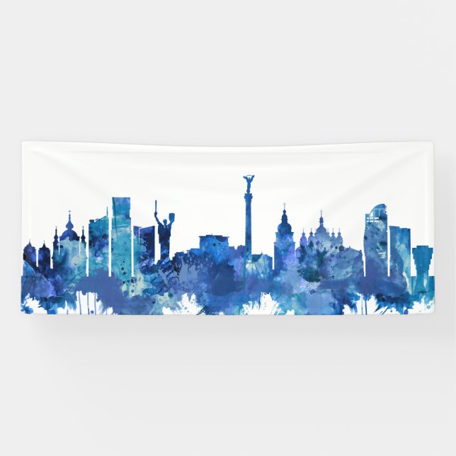 Kyiv Ukraine Skyline Blue Banner (Horizontal)