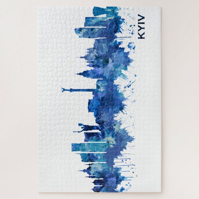 Kyiv Ukraine Skyline Blue Jigsaw Puzzle (Vertical)