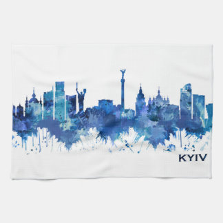 Kyiv Ukraine Skyline Blue Tea Towel