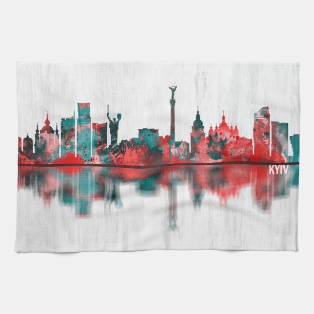 Kyiv Ukraine Skyline Tea Towel (Horizontal)