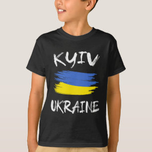 Kyiv Ukraine Souvenir Ukrainian Country Flag Brush T-Shirt