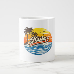 Kyle Retro Sunset Name Design Large Coffee Mug