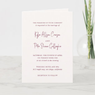 Kylee Burgundy Traditional Elegant Wedding Invitation
