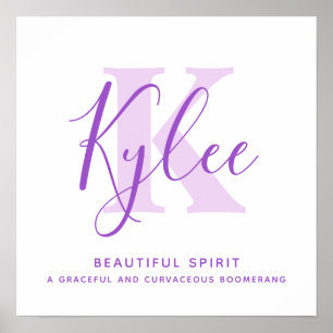 Kylee name meaning purple text personalised poster