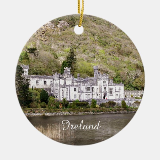 Kylemore Abbey Castle in Ireland Ceramic Tree Decoration (Front)