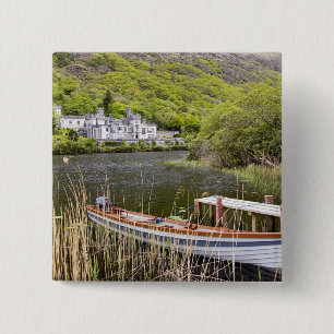 Kylemore Abbey, Ireland. Kylemore Abbey is 15 Cm Square Badge