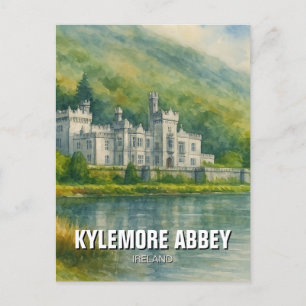 Kylemore Abbey Ireland Watercolor Postcard