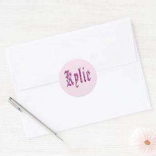"Kylie" Floral Pink Kylie Name, Classic Round Sticker
