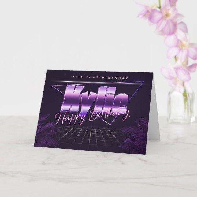 Kylie Name First name pura retro card Birthday (Orchid)