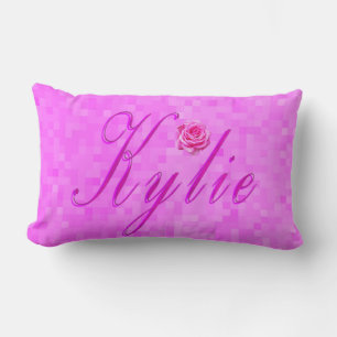Kylie Name Logo On Pink Lumbar Cushion