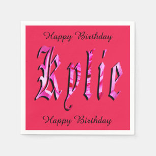 Kylie, Name, Logo, Pink Paper Birthday Napkins