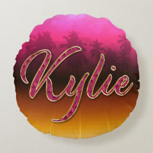 Kylie Vorname Name golden pink Kissen Round Cushion