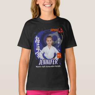 Kyokushin Girl Blue Belt Personalised Team  T-Shirt