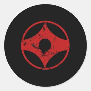 Kyokushin Karate Distressed Ck Print Karate Gi  Classic Round Sticker
