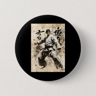 Kyokushin Karate Japanese Calligraphy Martial Arts 6 Cm Round Badge