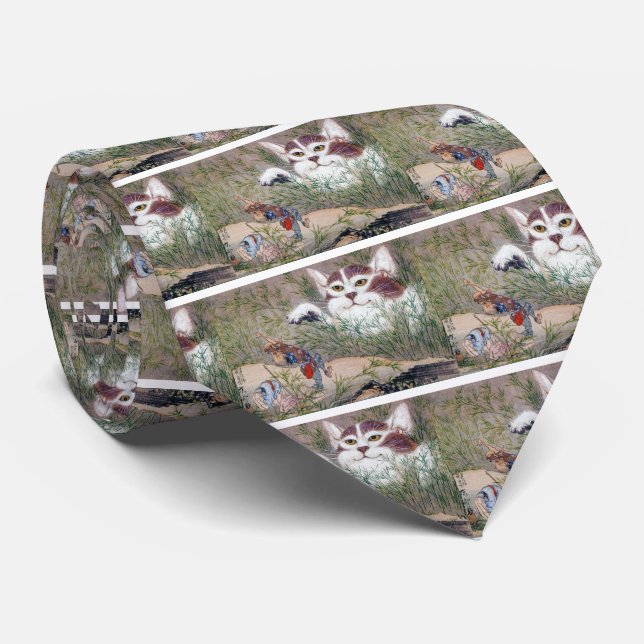 Kyosai Kawanabe, monster cat Tie (Rolled)