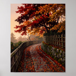 Kyoto Autumn Stone Walkway Print