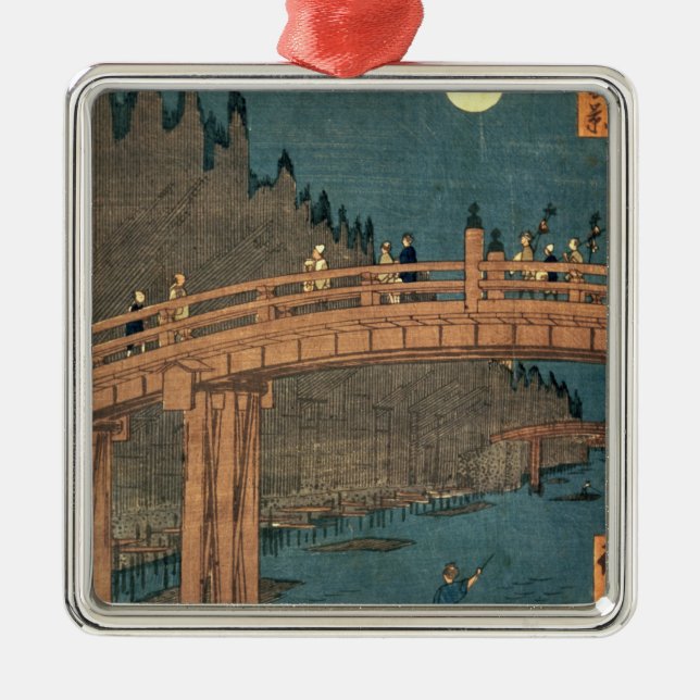 Kyoto bridge by moonlight metal tree decoration (Front)