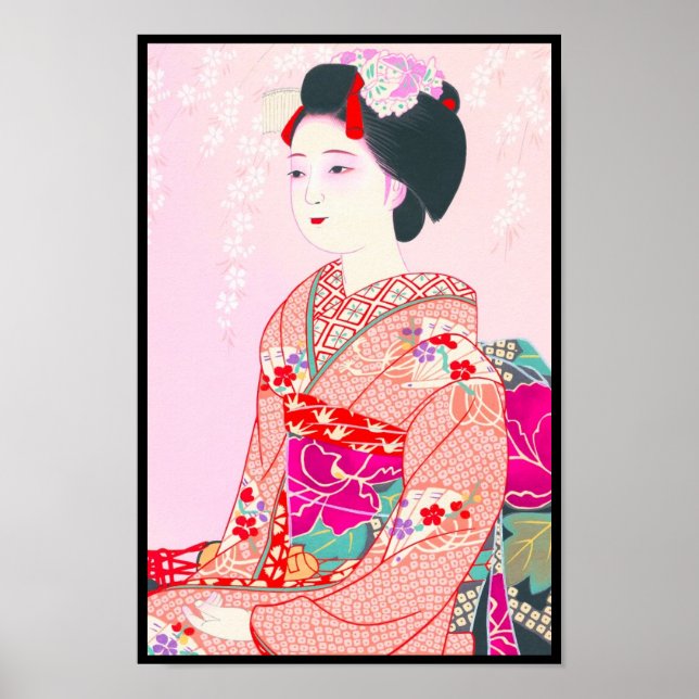 Kyoto Brocade, Four Leaves - Spring japanese lady Poster (Front)