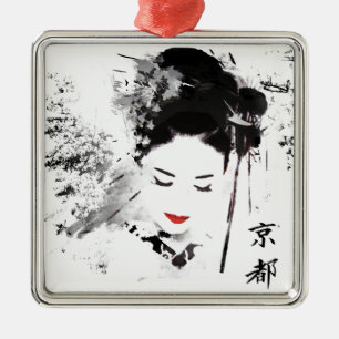 Kyoto Geisha Metal Tree Decoration