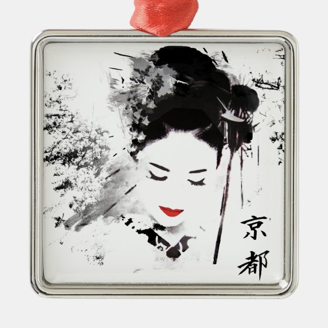 Kyoto Geisha Metal Tree Decoration (Front)