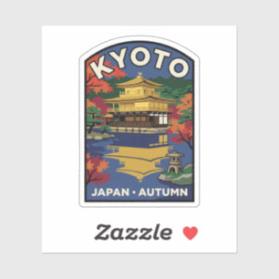 Kyoto Golden Pavilion Vintage Autumn Travel Art