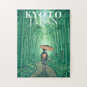 Kyoto Japan Bamboo Forest Jigsaw Puzzle Vintage 