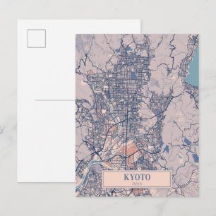 Kyoto Japan Breezy City Map Travel Postcard