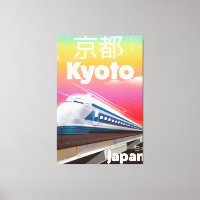 kyoto Japan bullet train vintage travel poster