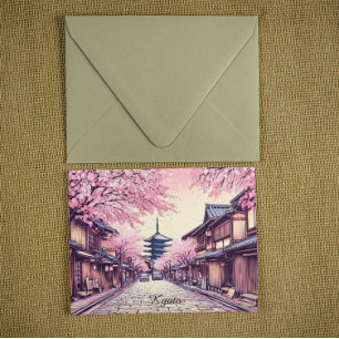 Kyoto Japan Cherry Blossom Landscape Postcard