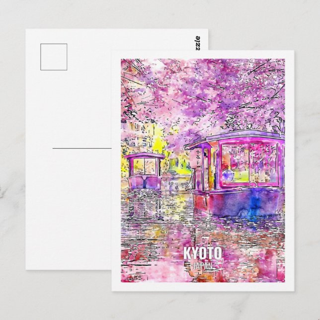 Kyoto Japan Famous Travel Place Watercolor Postcard (Front/Back)
