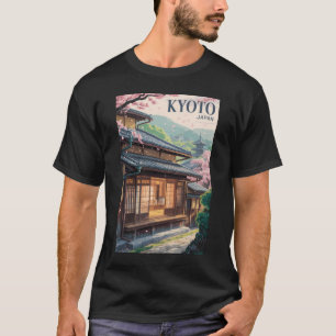 Kyoto Japan House Illustration Travel Art Vintage T-Shirt