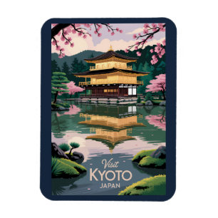 Kyoto Japan Kinkaku-ji Illustration Travel Art Vin Magnet