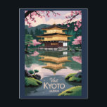 Kyoto Japan Kinkaku-ji Illustration Travel Art Vin Postcard<br><div class="desc">Kyoto retro vector travel design. From the iconic Fushimi Inari Shrine and Golden Pavilion to the peaceful Arashiyama Bamboo Grove,  Kyoto offers an unforgettable glimpse into Japan’s cultural heart and heritage.</div>