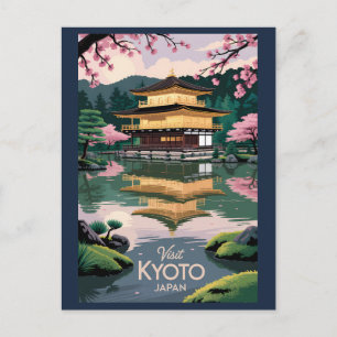 Kyoto Japan Kinkaku-ji Illustration Travel Art Vin Postcard