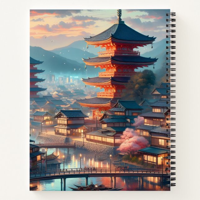 Kyoto Japan Landscape Travel Vintage Notebook (Back)