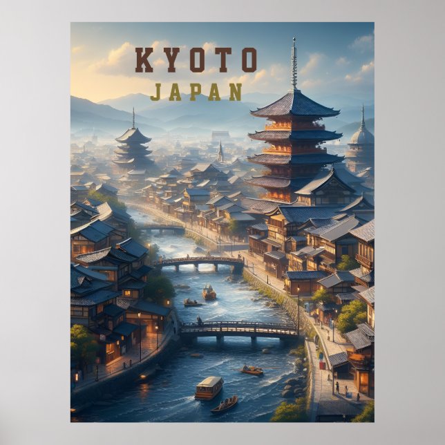 Kyoto Japan Landscape Travel Vintage Poster (Front)