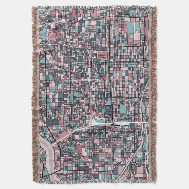 Kyoto Japan Map Throw Blanket (Front Vertical)