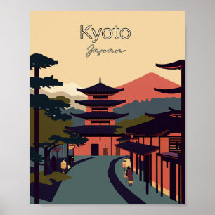 Kyoto Japan Minimalist Vintage Trave Poster