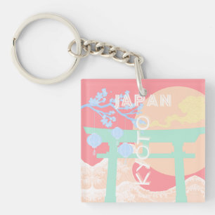Kyoto Japan Pastel Travel Art Key Ring
