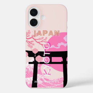 Kyoto Japan Pink Travel Art iPhone 16 Case