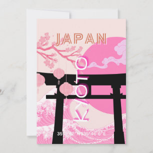 Kyoto Japan Pink Travel Art Holiday Card