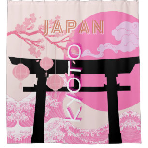 Kyoto Japan Pink Travel Art Shower Curtain